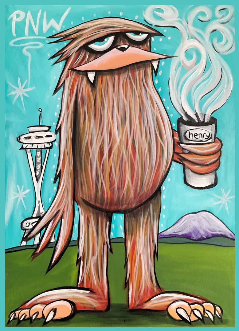Sasquatch Drinking Coffee in Seattle Magnet