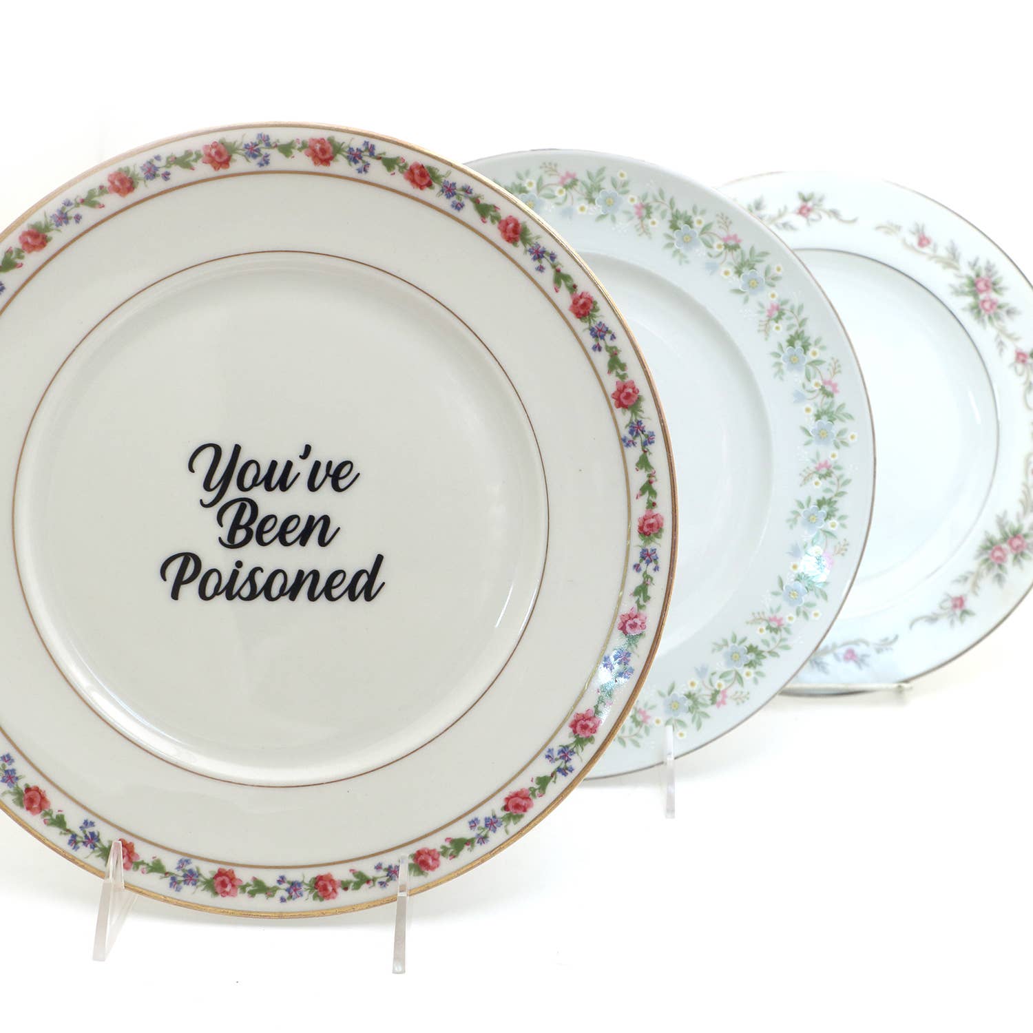 Vintage Upcycled 10.5" Plate - "You've Been Poisoned"