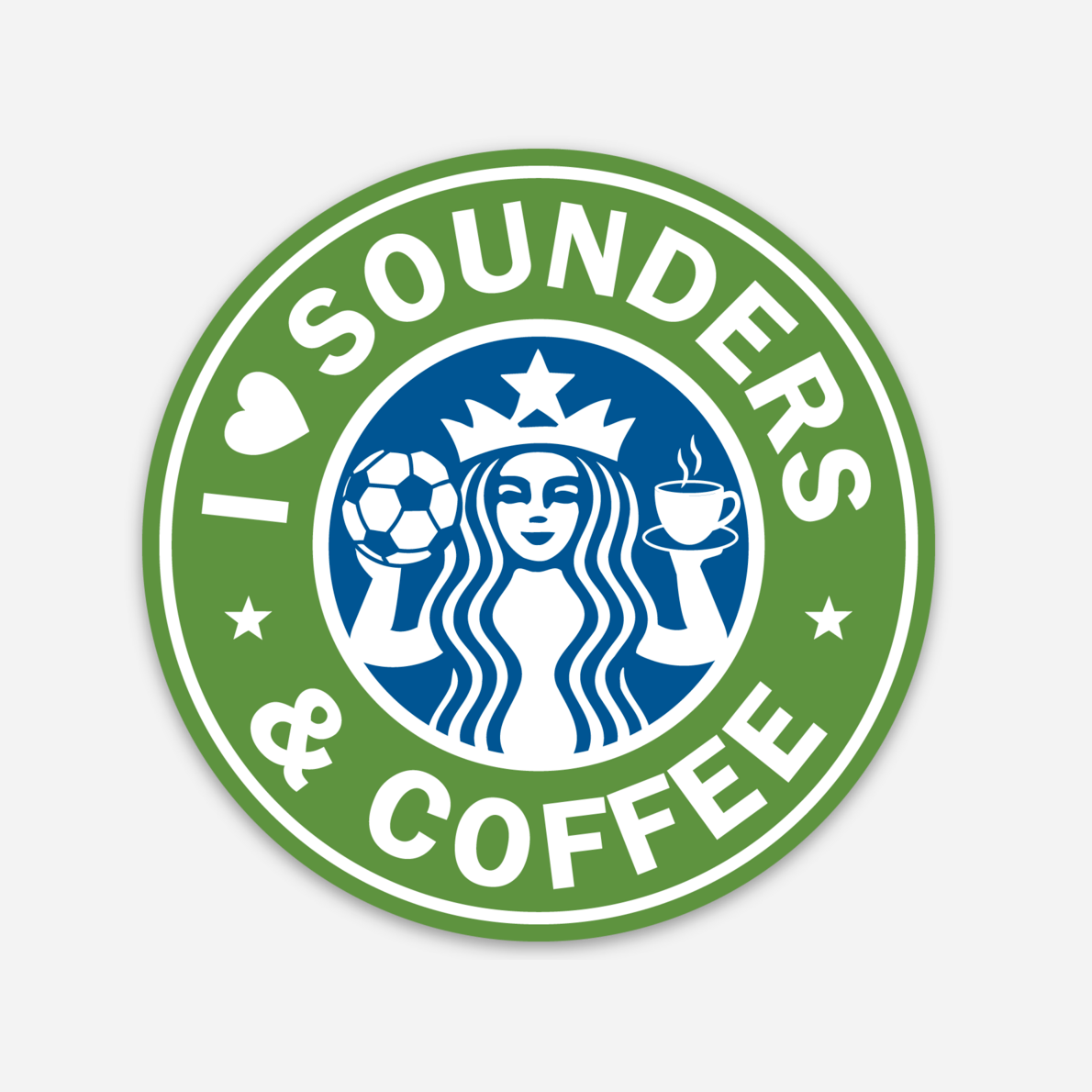 I Love Sounders & Coffee Vinyl Sticker