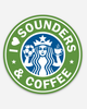 I Love Sounders & Coffee Vinyl Sticker