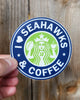 I Love Seahawks & Coffee Vinyl Sticker