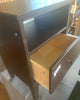 Dark Brown Wooden Nightstand with Drawer and Open Shelf