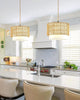 Rattan Woven Pendant Lamp with Dimmable LED Bulb and Fabric Shade 2