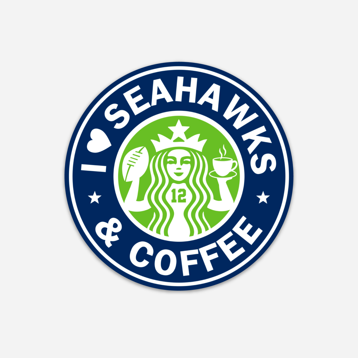 I Love Seahawks & Coffee Vinyl Sticker